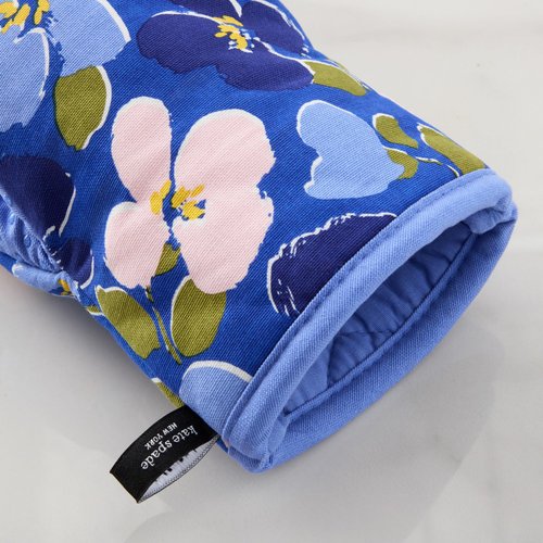 Kate Spade New York Painterly Bouquet Mini Oven Mitt 2-Pack Set, Heat Resistant, 100% Cotton with Printed Non-Slip Silicone Grip, Blue/Green/Rose, 5.5"X8"