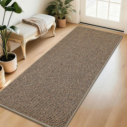 BEQHAUSE Dirt Trapper Door Mat - Non-Slip, Washable, Absorbent 32" x 72" Beige Entrance Mat