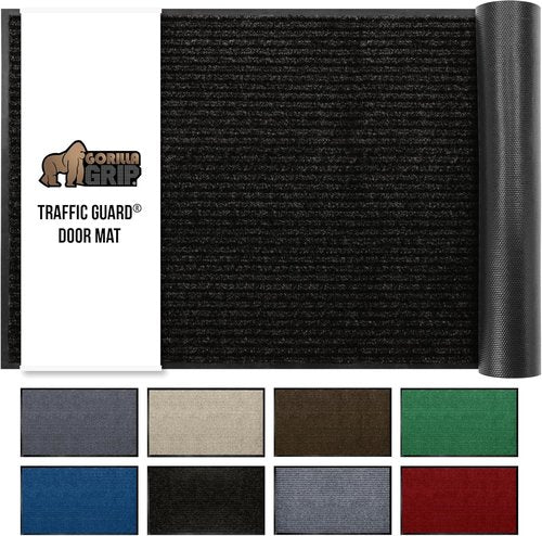 GORILLA GRIP Waterproof Door Mat - Heavy Duty Entryway Rug with Strong Backing | 29x17, Black