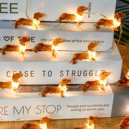 Haosonw Dachshund Dog String Lights, 10Ft 30 LEDs USB & Battery Operated Pets Theme Fairy Lights with Remote Timer Dachshund Gifts for Bedroom Wedding Birthday Party Christmas Tree Decor