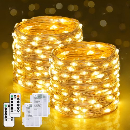 JMEXSUSS Battery Operated Fairy Lights - 400 LED 132ft String Lights with Remote | Warm White Indoor/Outdoor Decor