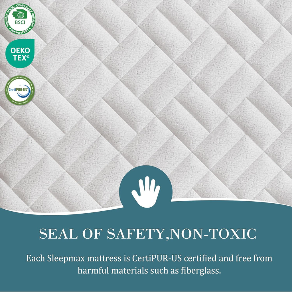 Sleepmax Extra Firm Queen Mattress - 12-Inch Deep Sleep Hybrid with Pressure Relief | Deluxe Cooling Design, CertiPUR-US Certified, 365-Night Trial