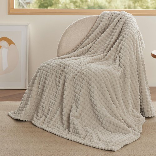 Bedsure Fleece Blanket for Couch - GentleSoft Warm, Cozy & Soft Throw Blanket for Women & Girls, Ideal for Chair & Bed, Linen, 50x60 Inches
