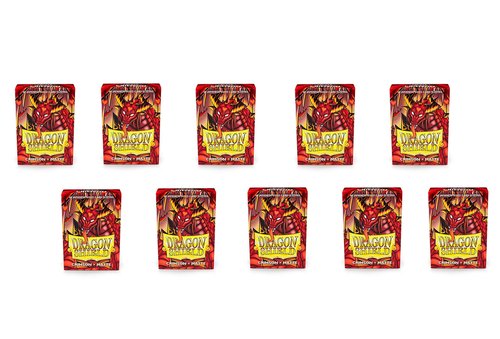 10 Packs Dragon Shield Matte Mini Japanese Crimson 60 ct Card Sleeves Display Case