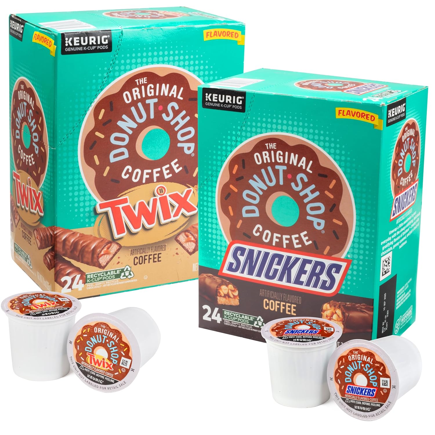 SCS Direct K-Cup Variety Pack - Snickers & Twix Flavored Light Roast - 48 Cups Total (24 Each)