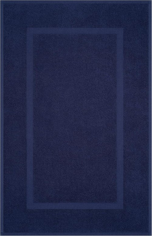 Cotton Paradise 100% Cotton Bath Mats - Soft, Absorbent & Quick-Dry | Set of 2, Navy Blue, 20x34