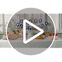 Blue Gold Birthday Banner with 8 Swirl Decorations | Cartoon Theme