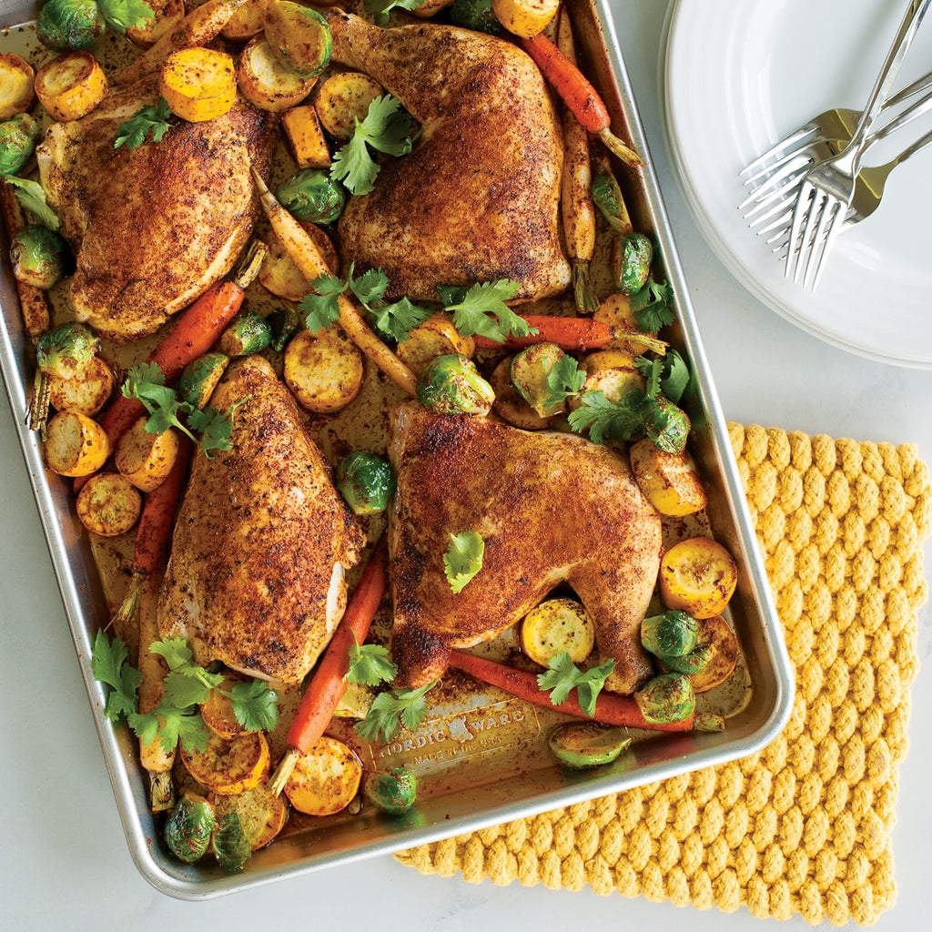 Nordic Ware Naturals Half & Quarter Sheet Baking Set - USA-Made Aluminum Pans with Steel Rim