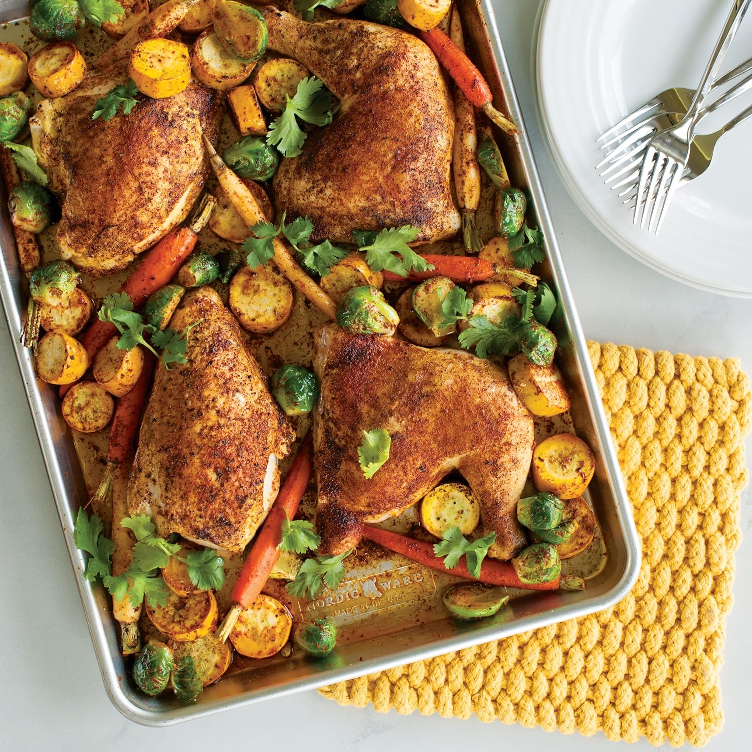 Nordic Ware Naturals Half & Quarter Sheet Baking Set - USA-Made Aluminum Pans with Steel Rim
