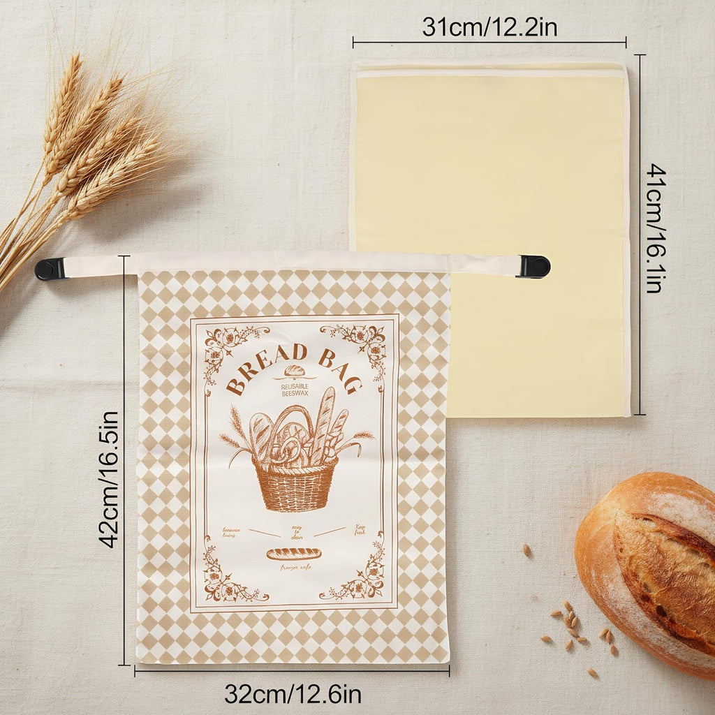 Beeswax Bread Bags by [Brand Name] - 2 Pack Reusable Cotton Storage Bags | 16x12 Inch for Fresh Sourdough & Homemade Bread