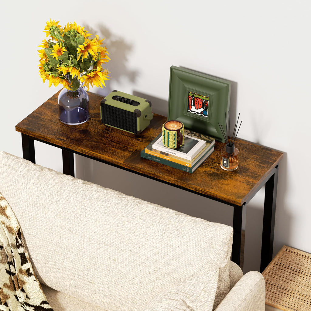 GRLEAF 29.5" Narrow Console Table, Small Entryway Table, Thin Hallway Table Skinny Sofa Side Display Table for Entrance, Bedroom, Living Room, Foyer, Corridor, Office - Rustic Brown (9.5" Deep)