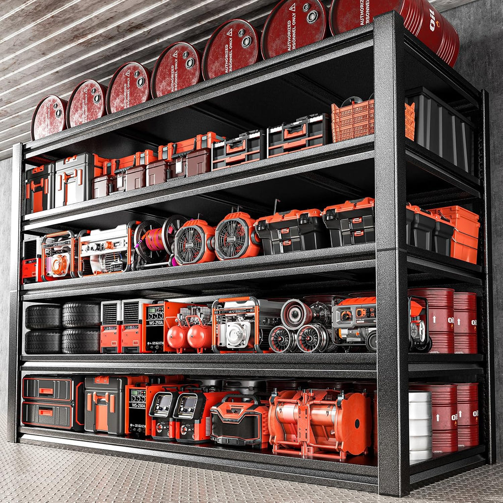POKIPO Heavy Duty Garage Shelving - 5 Tier Utility Shelf Units, Adjustable Metal Storage Rack | 72"H x 47.2"W x 23.6"D, 3500LBS Capacity