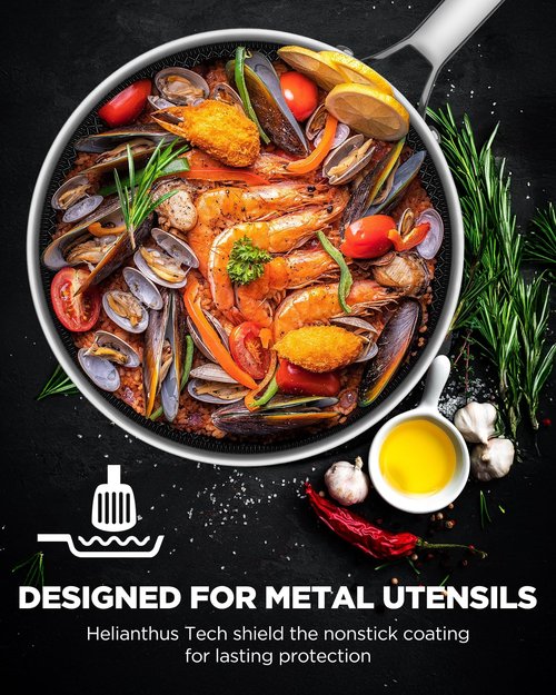 Nonstick Sauce Pan with Lid, Non-Toxic Tri-Ply Hybrid Ceramic Saucepan, 1.5 Quart Stainless Steel Pans, PFAS/PFOA/PTFE Free, Dishwasher & Oven Safe, Induction Compatible