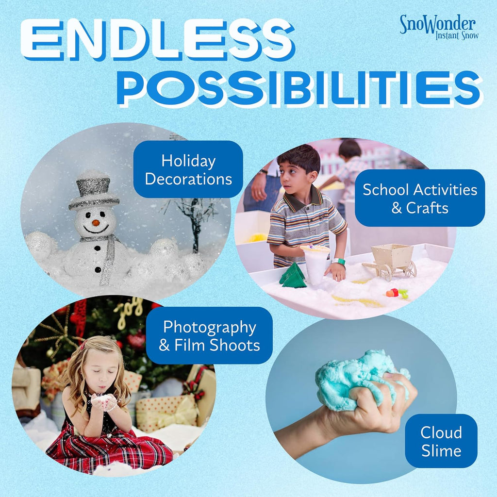 SNOWONDER Instant Fake Snow - Perfect for Cloud Slime | Mix Creates 120 Gallons of Snow