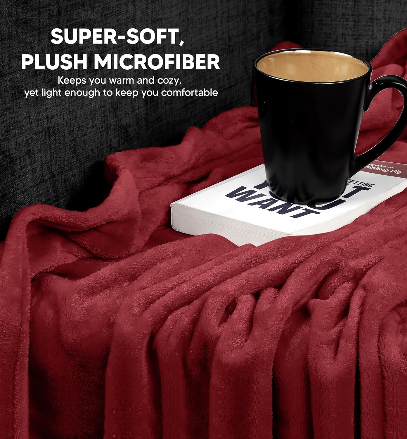 Utopia Bedding Fleece Blanket - Luxury Soft Microfiber Queen Size in Burgundy (90x90 Inch)