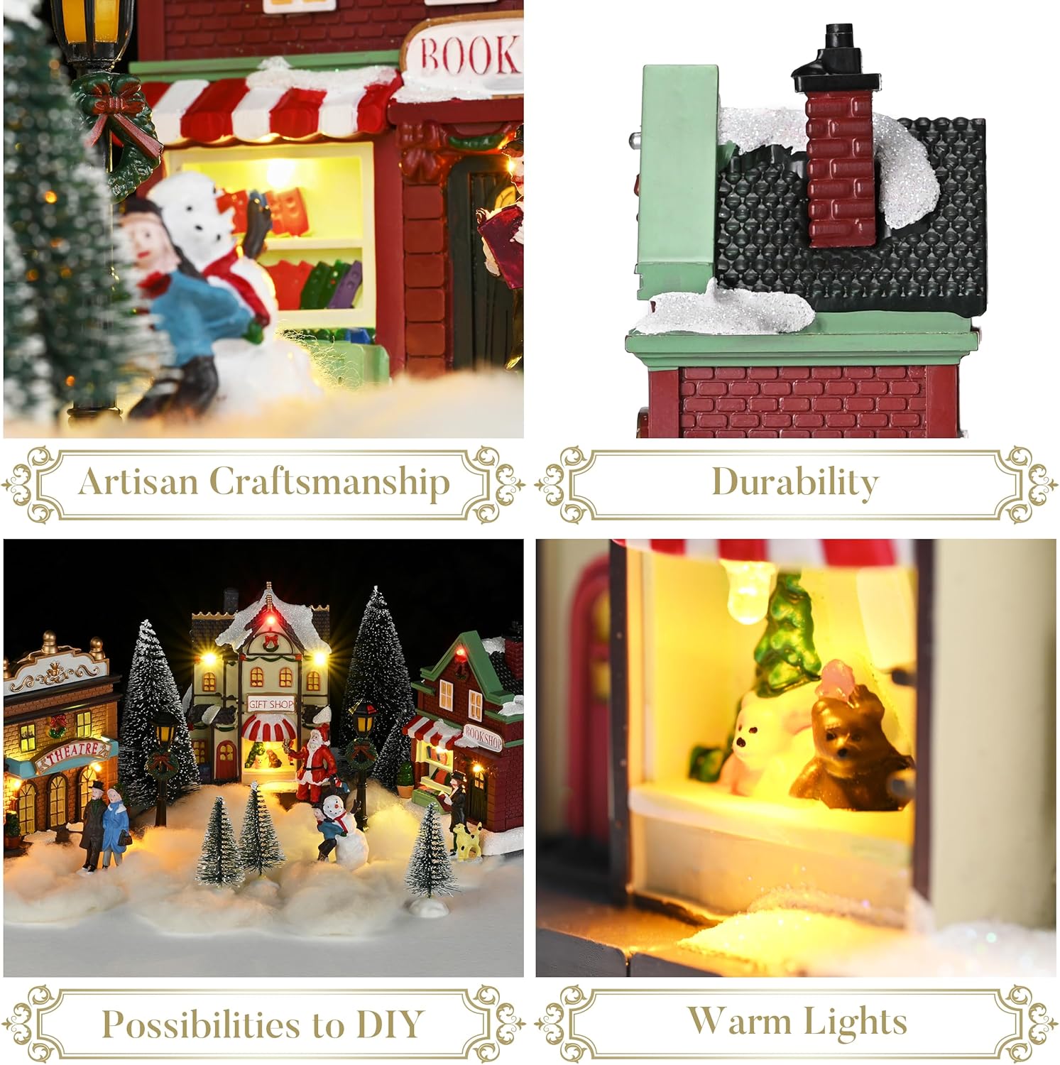 Valery Madelyn Pre-Lit Christmas Village Set - Battery Operated Holiday Figurine Collection (17 PCS)