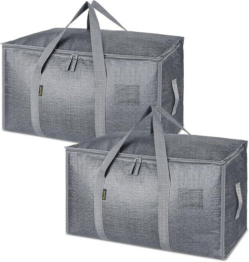 BALEINE Oversized Moving Bags - Heavy-Duty Storage Totes with Reinforced Handles | Winter Grey, 2-Pack