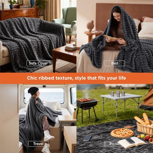 Bedsure GentleSoft California King Blanket - Cozy Grey Throw for Bed, 102x96 Inches