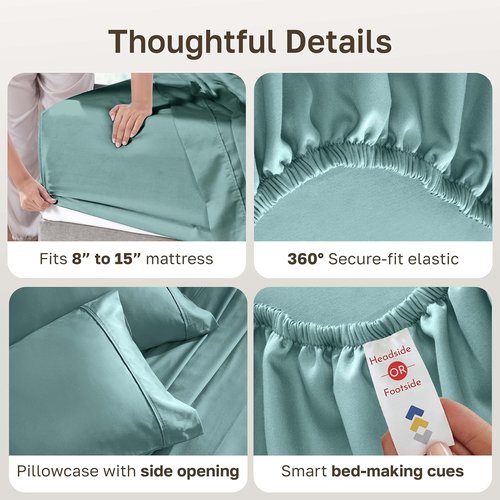 California Design Den 100% Cotton Twin XL Sheets - Award-Winning 400 Thread Count, Silky Smooth Sateen, Teal