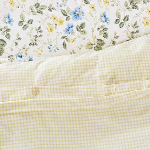 Laura Ashley Home - King Duvet Cover Set, Cotton Sateen Reversible Bedding with Matching Shams, All Season Home Decor (Meadow Floral Blue, King)
