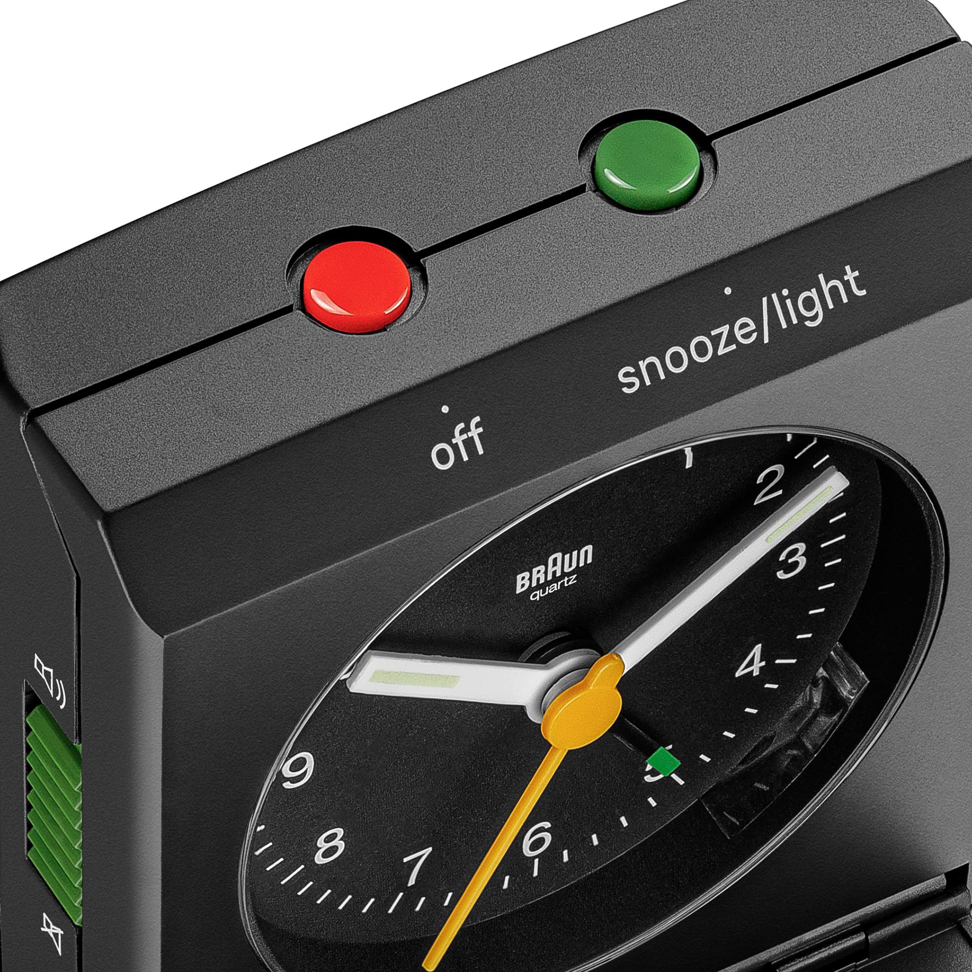 Braun Classic Analogue Travel Alarm Clock with Snooze and Light with Folding Map Lid, Black, BC05B