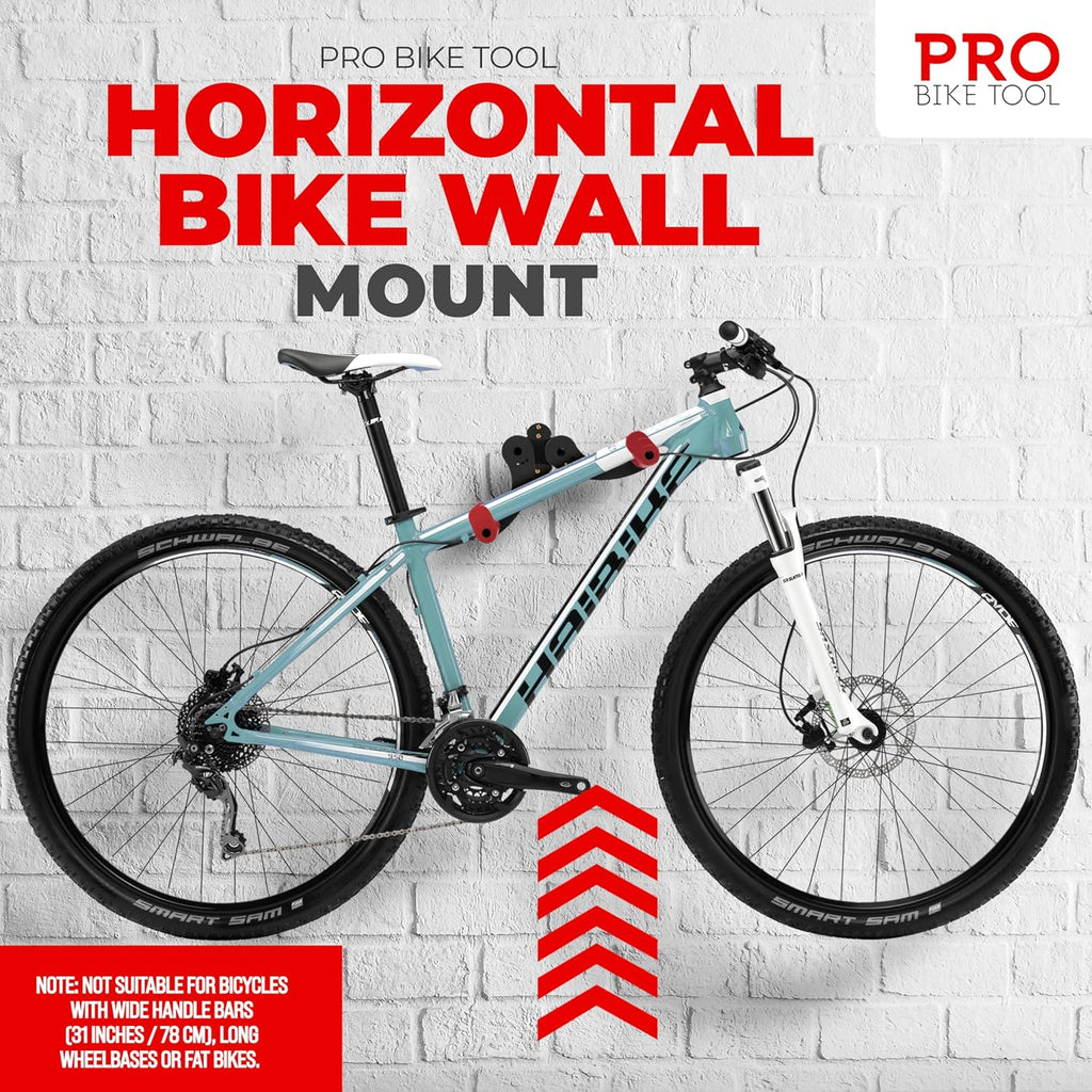Pro Bike Tool Bike Wall Mount - Secure Horizontal Rack for 1 Bicycle | Ideal for Garage Storage