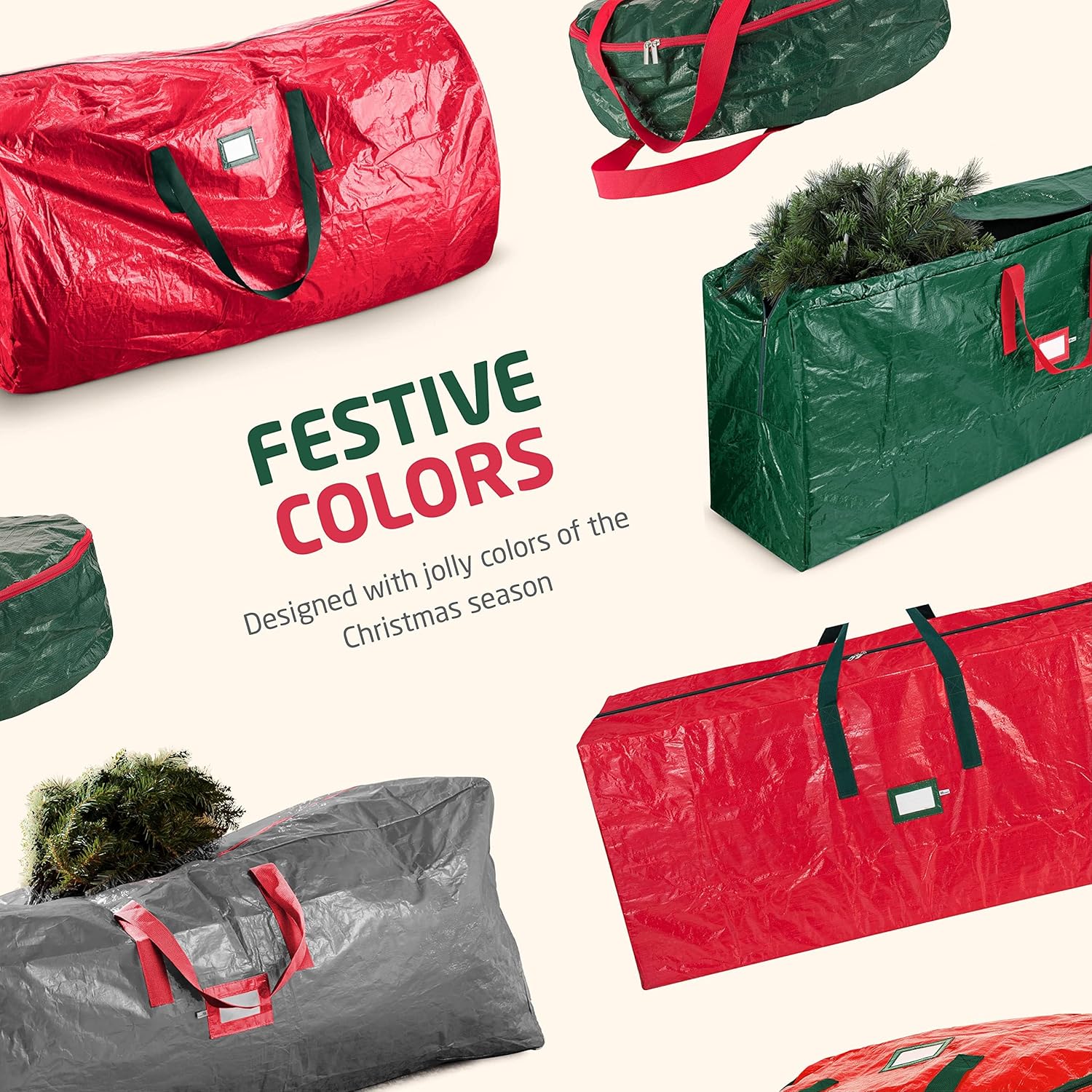 Zober Christmas Tree Storage Bag - Waterproof Protection for 7.5 Ft Trees - Durable Handles & Label Slot - Black