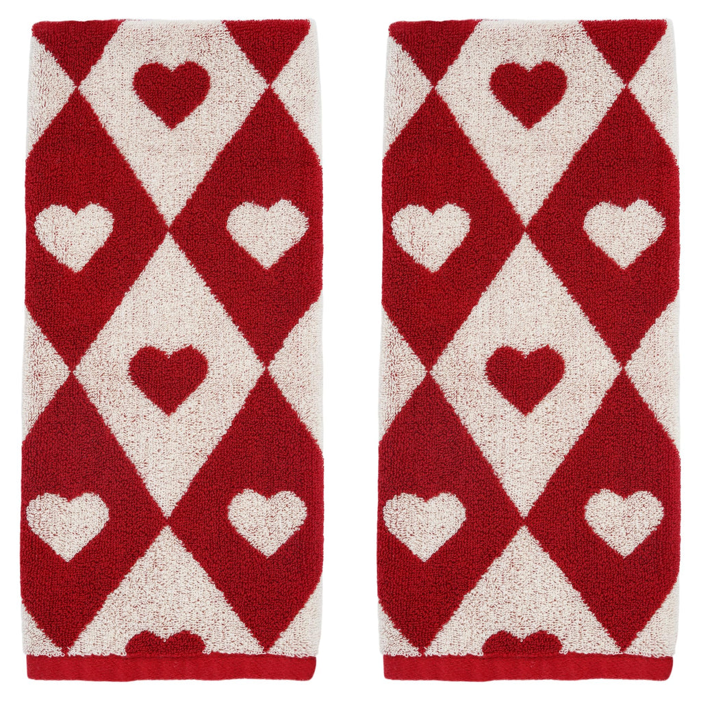 Leisofter Valentines Day Hand Towels for Bathroom(2 Pcs, 13" x 29"),Decorative Towels for Drying, Cleaning, Cooking, Holiday (Diamond Hearts)