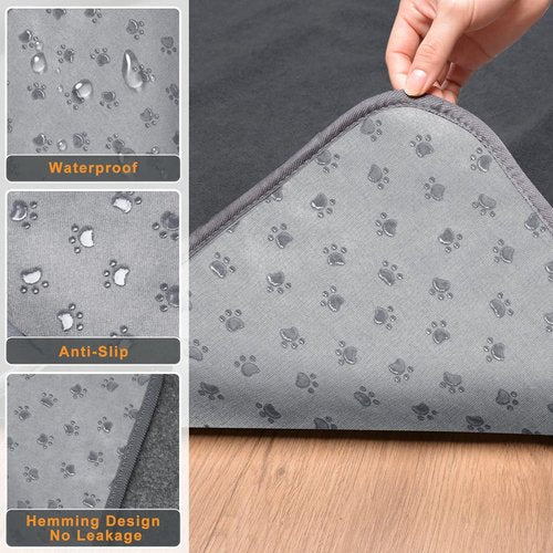 LOOBANI Extra Large Reusable Dog Mat - Non-Slip Washable Pee Pads for Incontinence | 36"x48" Gray