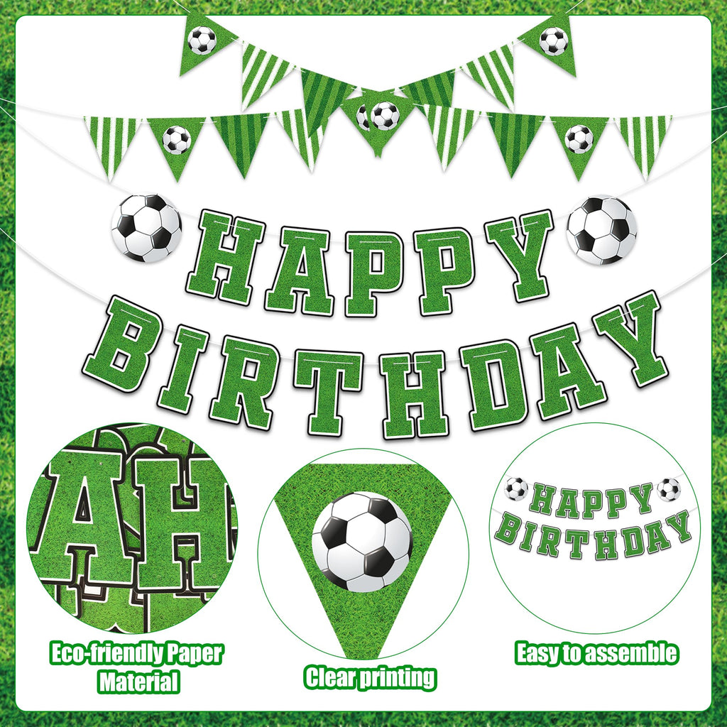 Soccer Happy Birthday Banner Soccers Sports Paper Garland Soccer Pennant Bunting Flag Decor Soccers Happy Birthday Party Decorations for Kids Boys and Girls Sports Football Birthdays Party Supplies
