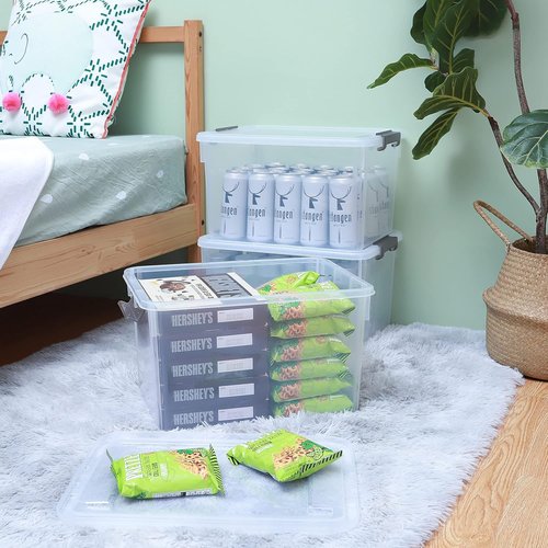 Citylife 32 QT Plastic Storage Bins - Stackable Latching Containers for Organizing Garage, Closet & Kitchen | 4-Pack
