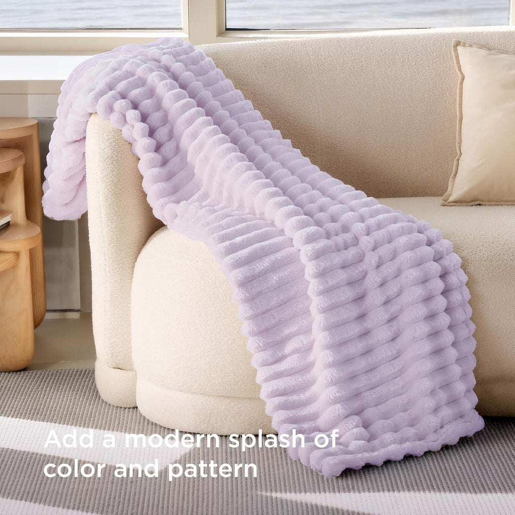 Bedsure GentleSoft Twin Blanket - Cozy Lavender Fog Throw for Women | Soft, Large 66x90 Inches