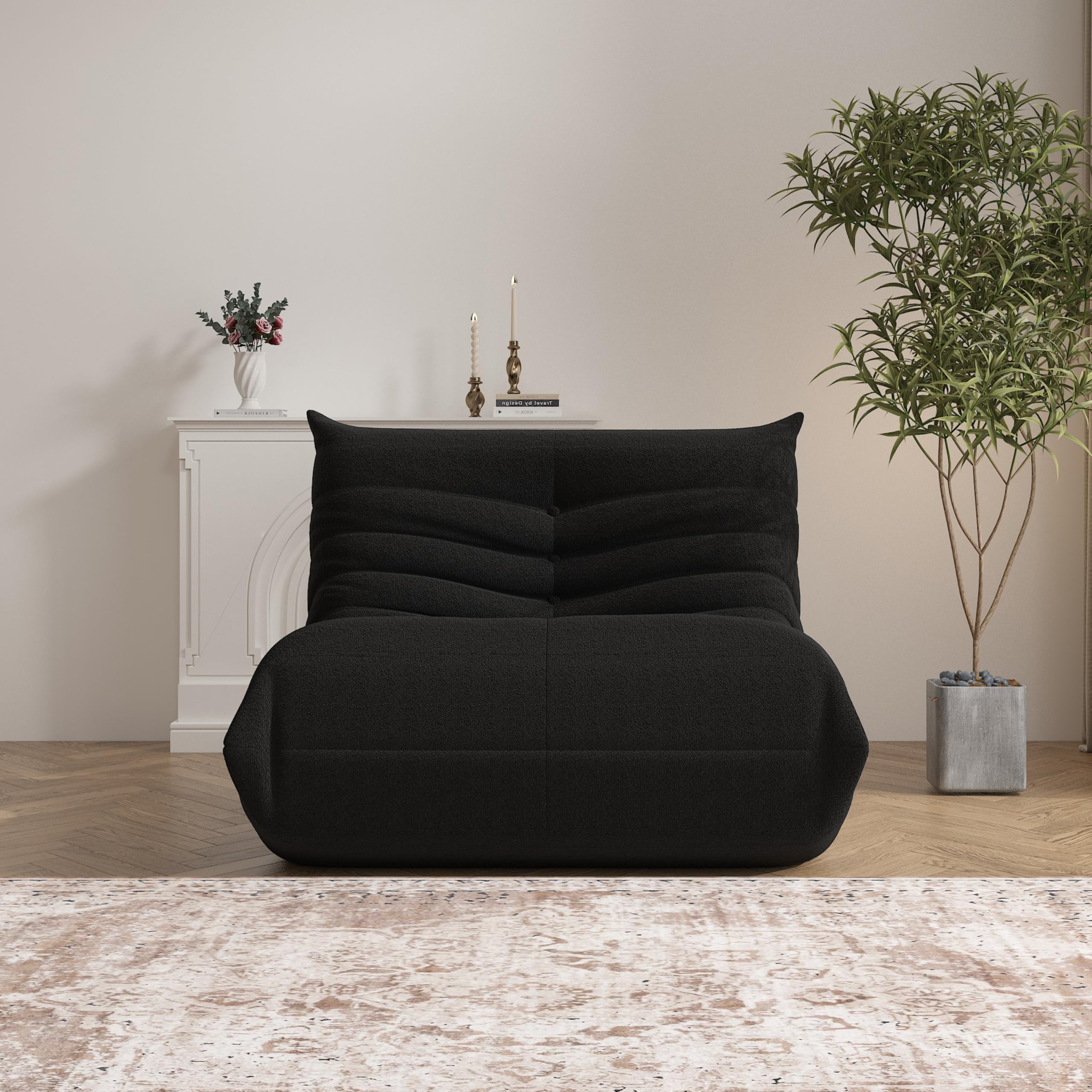Bean Bag Chair, Memory Foam Bean Bag Sofa Large Bean Bag Chair for Adults, Bean Bag Chairs for Teens with High Density Comfortable Foam, Memory Foam Lazy Sofa for Living Room, Bedroom (Black)
