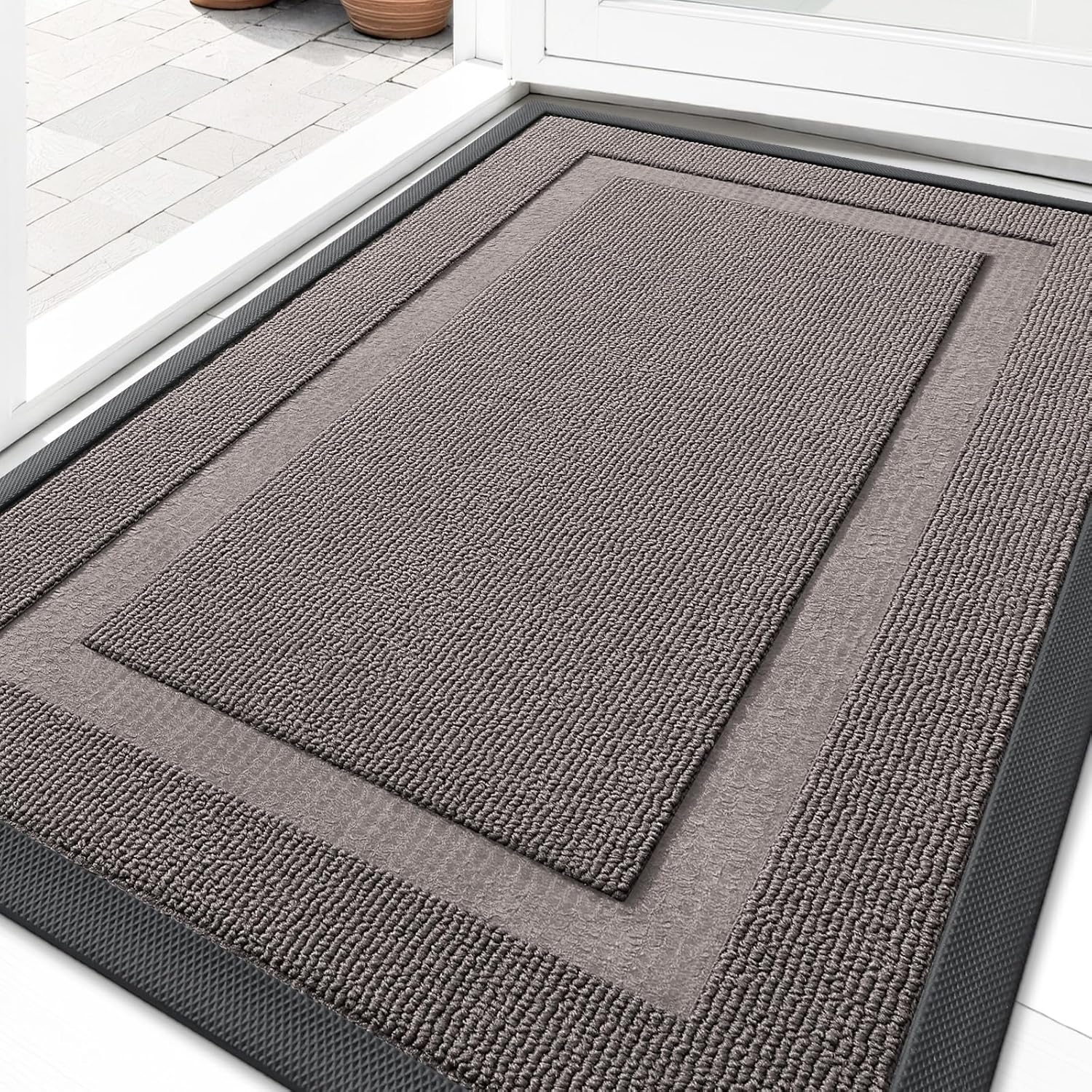 OLANLY Waterproof Front Door Mat - All-Season Indoor/Outdoor Doormat, Easy to Clean, 29.5x17, Taupe