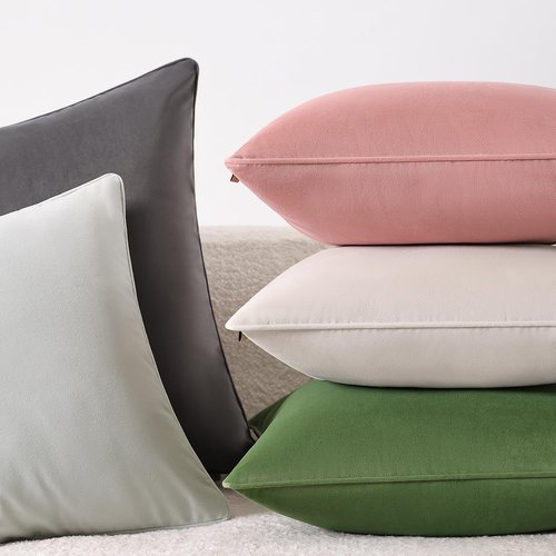 Ailuteie Throw Pillow Covers 18x18 Set of 2 – Solid Decorative Pillow Cases for Couch, Sofa, Bed – Square Cushion Covers with Piping (No Insert) Light Gray