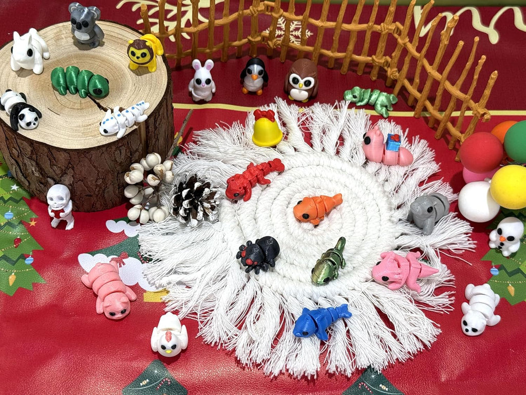 Skiennix 24 PCS 3D Printed Animal Collectibles - Fun Christmas Countdown Calendar Ornaments & Gifts