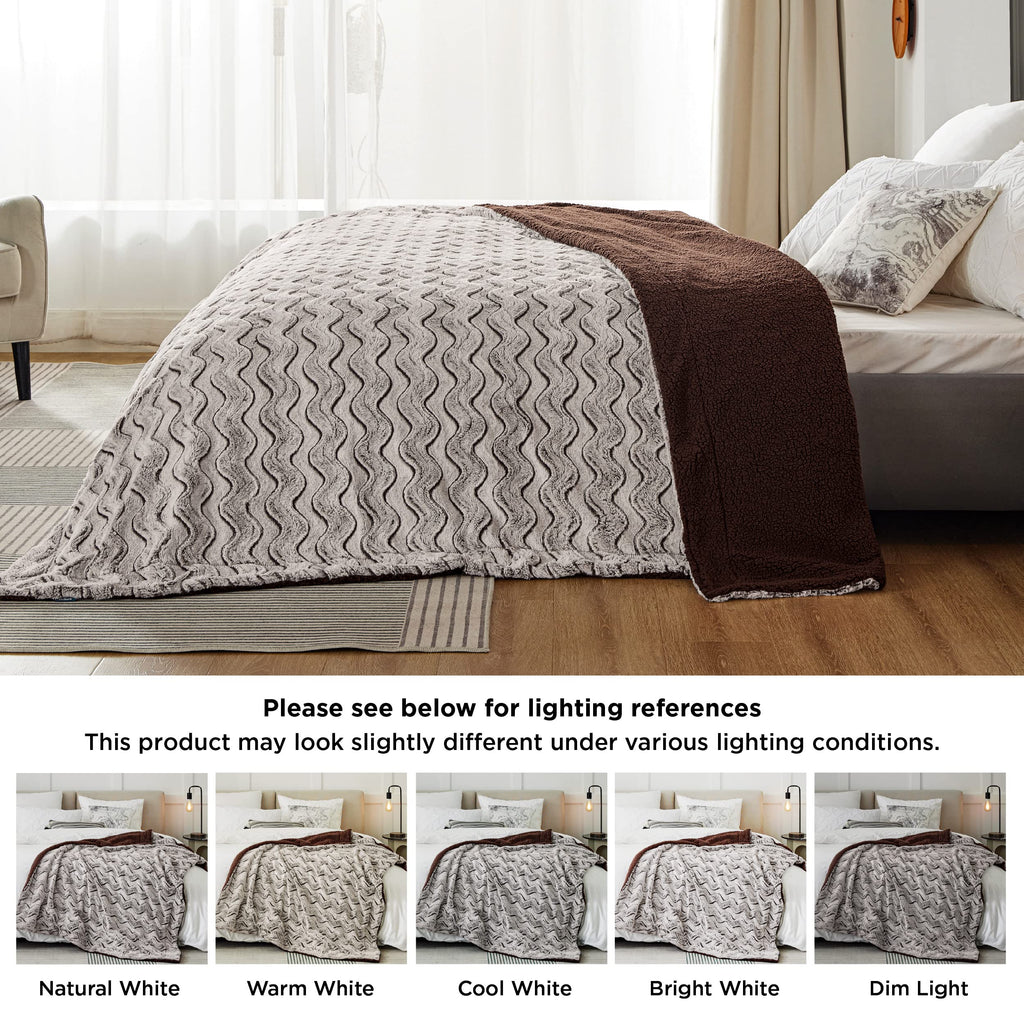 Bedsure Cozy Throw Blankets for Couch - Comfy Fuzzy Blankets and Throws，Warm Soft Plush Throws and Blankets for Sofa, Brown, 50x60 inches