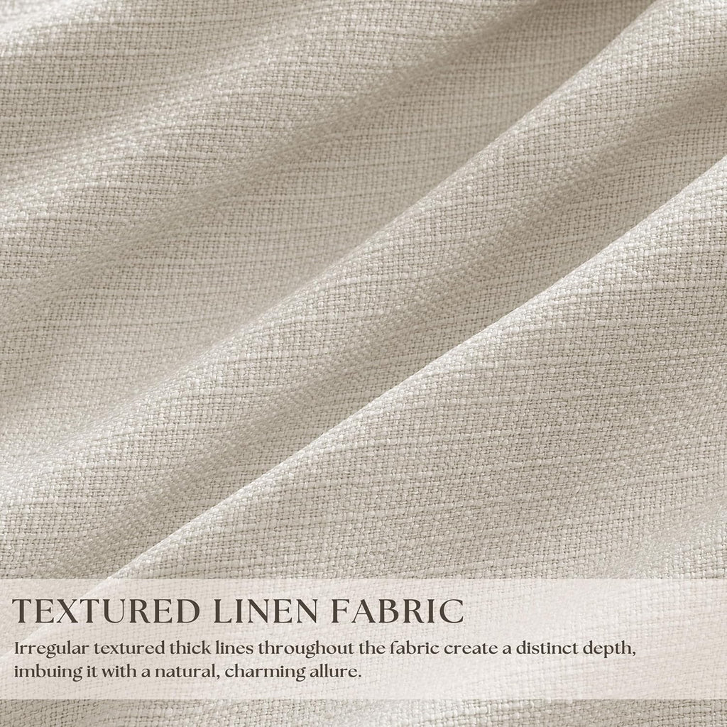 Skiennix 100% Blackout Linen Curtains - Pinch Pleat Design | 96 Inch Length, Cream Ivory Color, 2 Panels