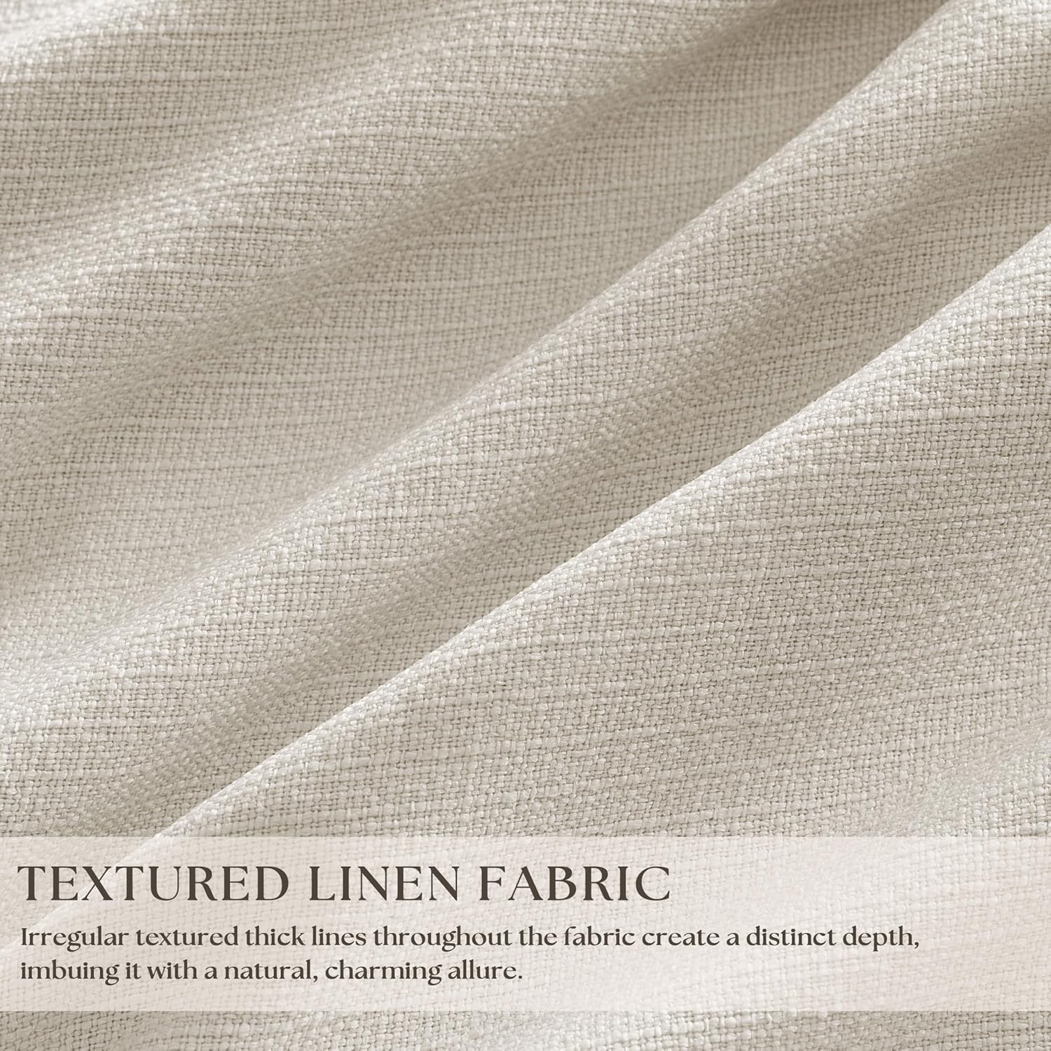Skiennix 100% Blackout Linen Curtains - Pinch Pleat Design | 96 Inch Length, Cream Ivory Color, 2 Panels
