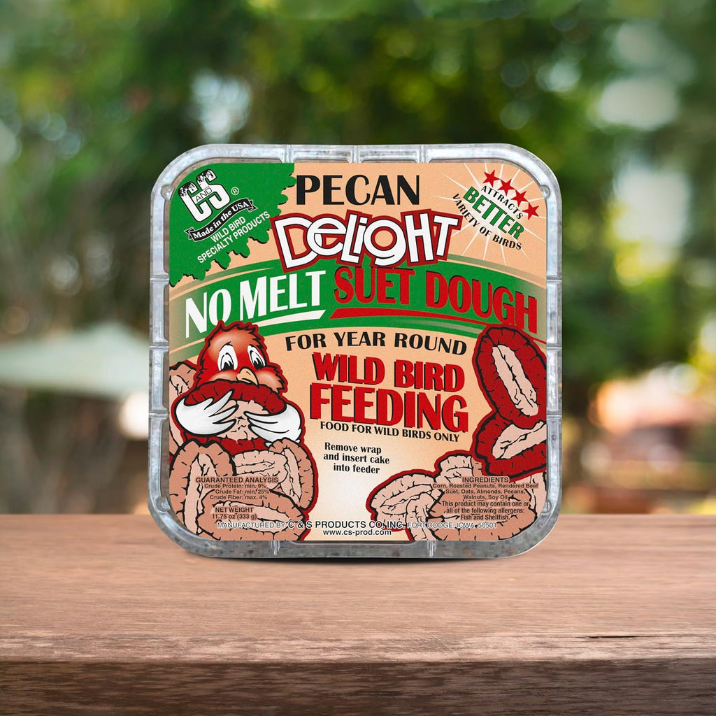 C&S Pecan Delight Suet Cakes - No Melt Formula for Wild Birds | 11.75 Ounces, Pack of 8