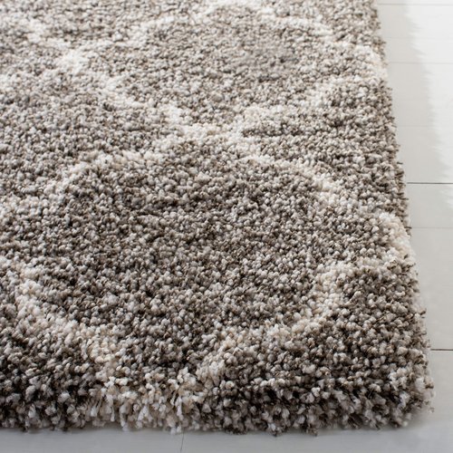 SAFAVIEH Hudson Shag Collection Runner Rug - 2'3" x 10', Grey & Ivory, Moroccan Trellis Design, Non-Shedding & Easy Care, 2-inch Thick Ideal for High Traffic Areas in Living Room, Bedroom (SGH282B)