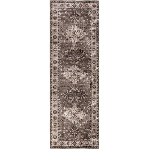 nuLOOM 2'6" x 8' Machine Washable Area Rug with Waterproof Spill Proof Surface, Non Slip Backing and Stain Resistant for Living Room, Bedroom, Kitchen, Dining Room, Blessing Dark Brown