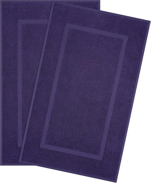 Cotton Paradise 100% Cotton Bath Mats - Soft, Absorbent, Quick-Dry | Set of 2, 20x34, Purple