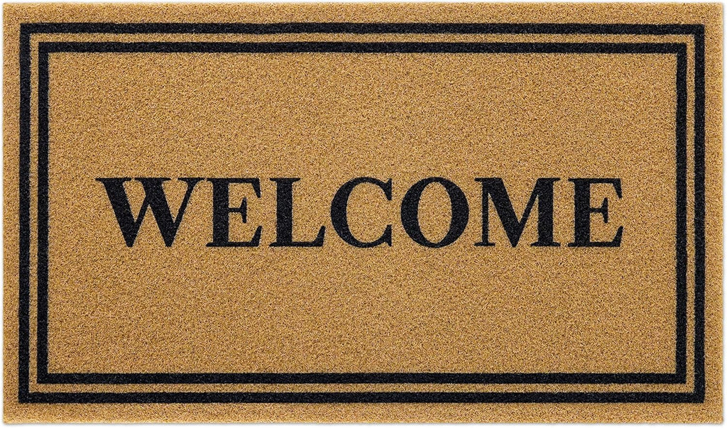 OLANLY Front Door Mat - Low Profile, Stain & Fade Resistant, Easy to Clean | 35x23 Inch, Brown Welcome Mat