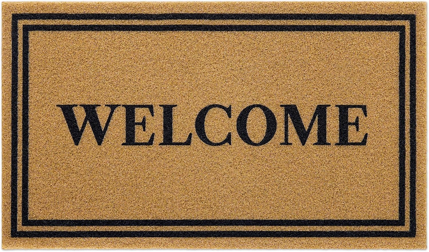 OLANLY Front Door Mat - Low Profile, Stain & Fade Resistant, Easy to Clean | 35x23 Inch, Brown Welcome Mat