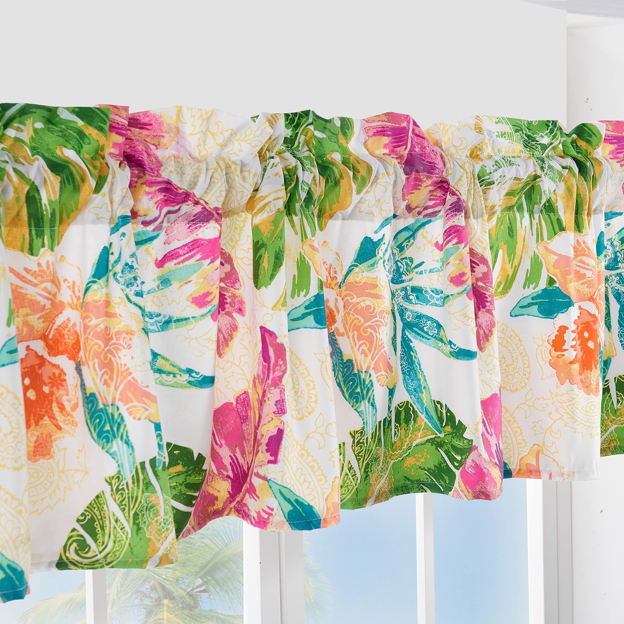 Greenland Home Tropics Window Valance, 84 x 16 inches, Coral