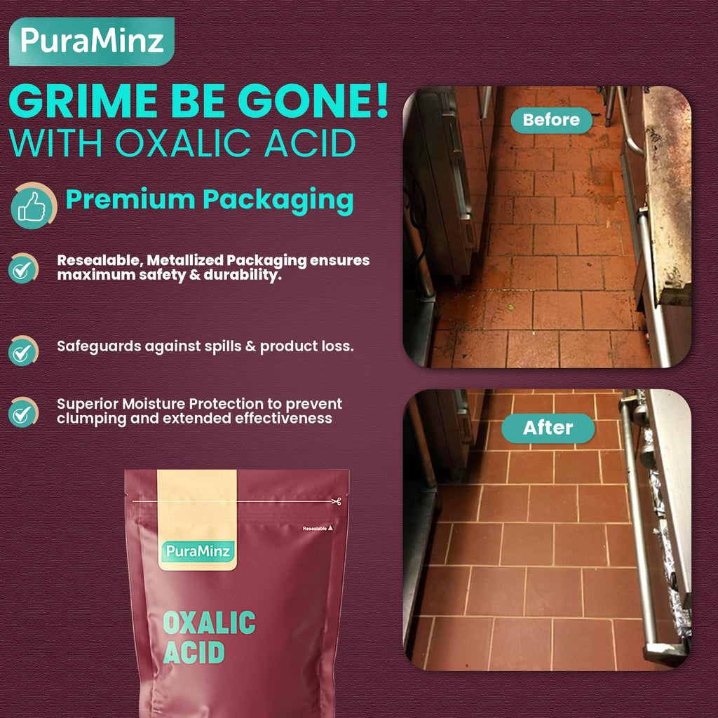 Oxalic Acid (2 lbs) 99.6% Pure - Multipurpose Cleaner and Stain Remover for Wood | Metal | Stone | Concrete - Rust Remover - Wood Restorer - Deck Cleaner - (C2H2O4) - Durable Resealable Packaging.