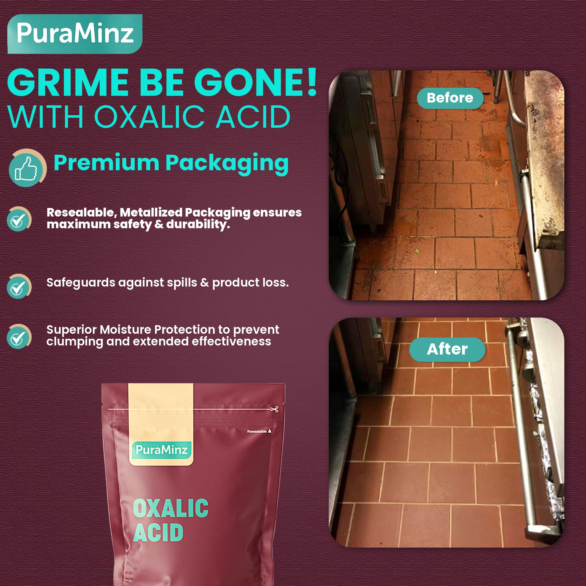 Oxalic Acid (2 lbs) 99.6% Pure - Multipurpose Cleaner and Stain Remover for Wood | Metal | Stone | Concrete - Rust Remover - Wood Restorer - Deck Cleaner - (C2H2O4) - Durable Resealable Packaging.