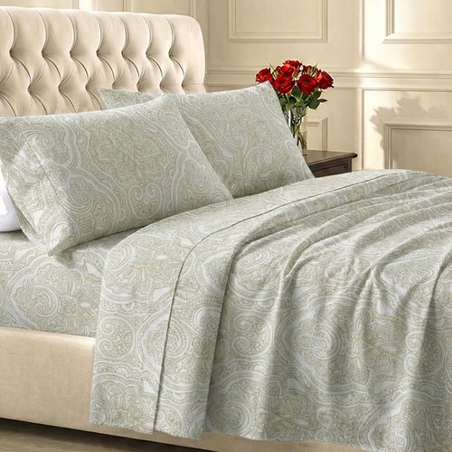 California Design Den Twin XL Cotton Sheets Set - 100% Soft Cotton, 400 Thread Count, Award-Winning Paisley Beige