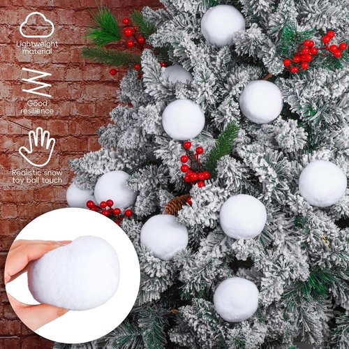 Elcoho 100-Piece 2-Inch Artificial Snow Balls Set - Realistic Plush Toss Balls for Kids | Winter Fun & Xmas Decor